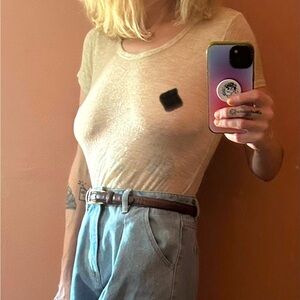 Maryam Nassir Zadeh Cream Sheer Tee